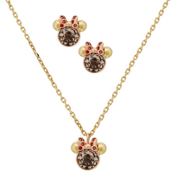 kate spade Jewelry - KATE SPADE • New York x Disney Minnie Mouse Stone Necklace Earrings Matching Set